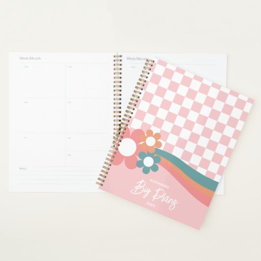 Gepersonaliseerde Retro Roze Planner (Display)