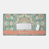 Gepersonaliseerde  Retro Sage en Sand Mandala Bureaumat (Keyboard & Muis)
