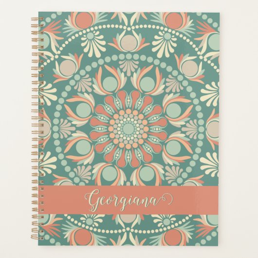 Gepersonaliseerde  Retro Sage en Sand Mandala Planner (Voorkant)