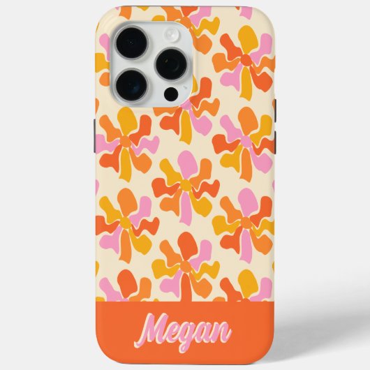 Gepersonaliseerde Retro Sinaasappel Roze Groovy Fl Case-Mate iPhone Case (Achterkant)