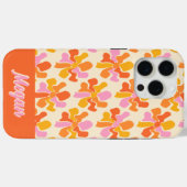 Gepersonaliseerde Retro Sinaasappel Roze Groovy Fl Case-Mate iPhone Case (Achterkant (horizontaal))