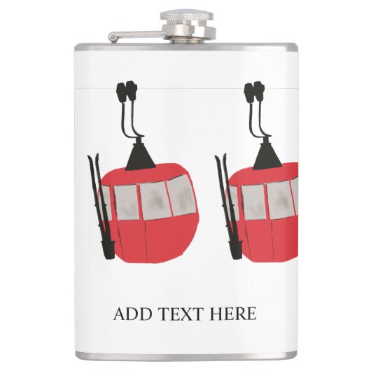 Gepersonaliseerde retro skilift skiën Sneeuwberg Heupfles (Voorkant)