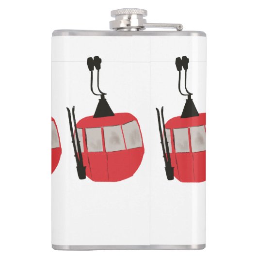 Gepersonaliseerde retro skilift skiën Sneeuwberg Heupfles (Achterkant)