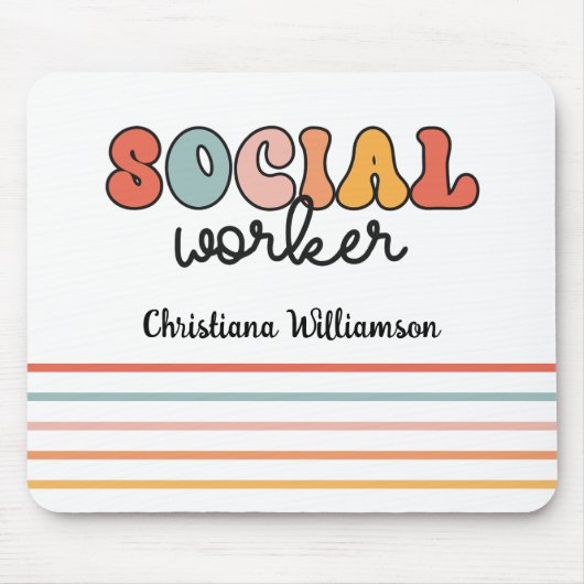 Gepersonaliseerde retro sociaal werker muismat (Voorkant)