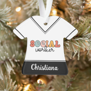 Gepersonaliseerde retro sociaal werker ornament