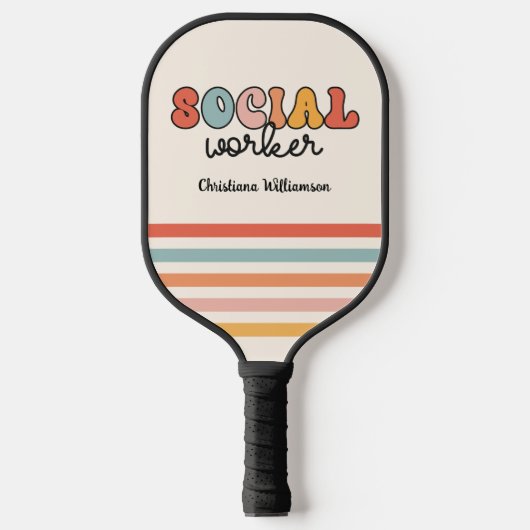 Gepersonaliseerde retro sociaal werker pickleball paddle (Voorkant)