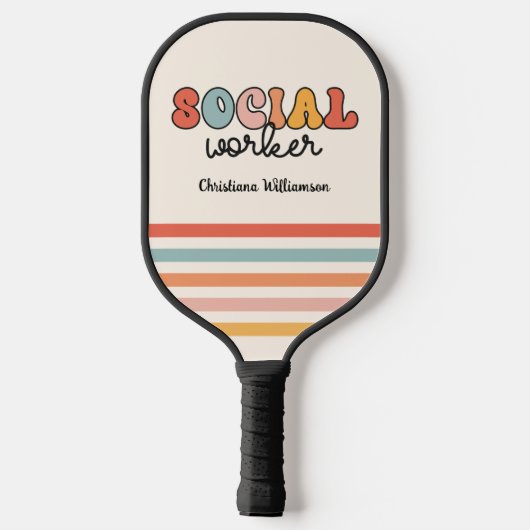 Gepersonaliseerde retro sociaal werker pickleball paddle (Achterkant)