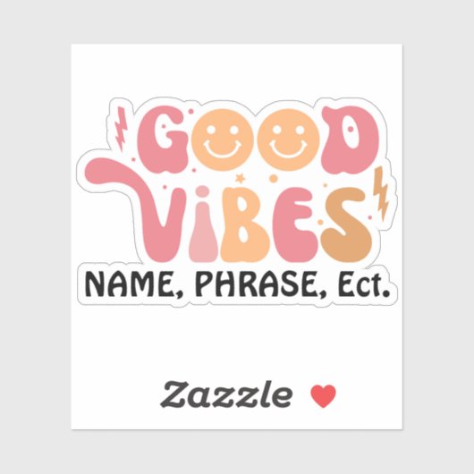 Gepersonaliseerde Retro Sticker | Good Vibes Stick (Vel)