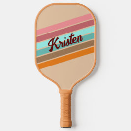 Gepersonaliseerde Retro Stripe Pickleball Paddle