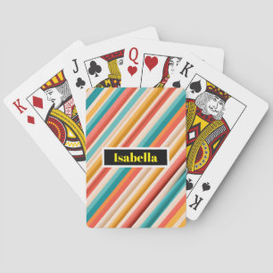 Gepersonaliseerde Retro Striped Poker kaarten Kl