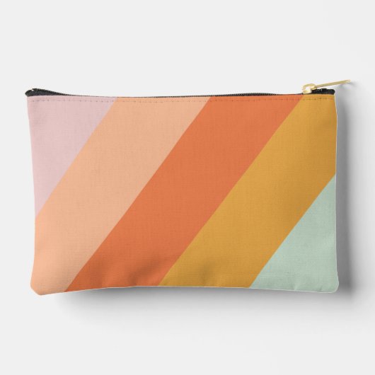 Gepersonaliseerde Retro Stripes Mint Perzik Pastel Etui (Achterkant)