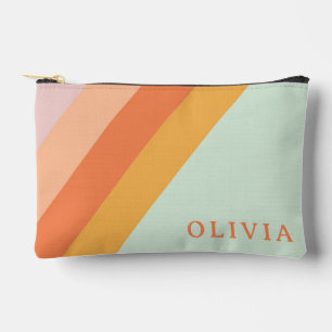 Gepersonaliseerde Retro Stripes Mint Perzik Pastel Etui