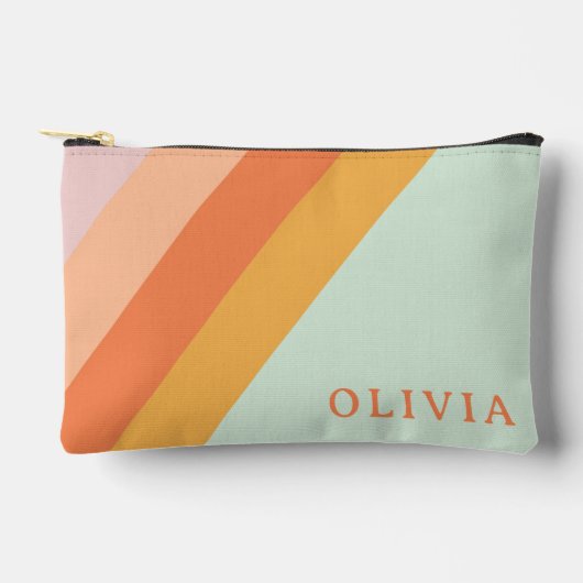 Gepersonaliseerde Retro Stripes Mint Perzik Pastel Etui (Voorkant)
