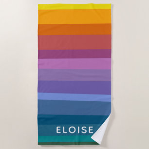 Gepersonaliseerde Retro Sunset Gradient Gestreepte Strandlaken