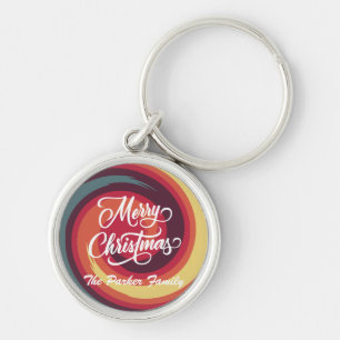 Gepersonaliseerde retro thema kerst Sleutelhanger