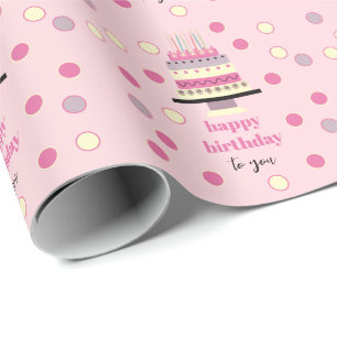Gepersonaliseerde Retro Verjaardagstaart Kaarsen S Cadeaupapier