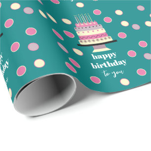 Gepersonaliseerde retro verjaardagstaart kaarsen s cadeaupapier