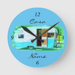 Gepersonaliseerde Retro Vintage kampeerautocaravan Ronde Klok