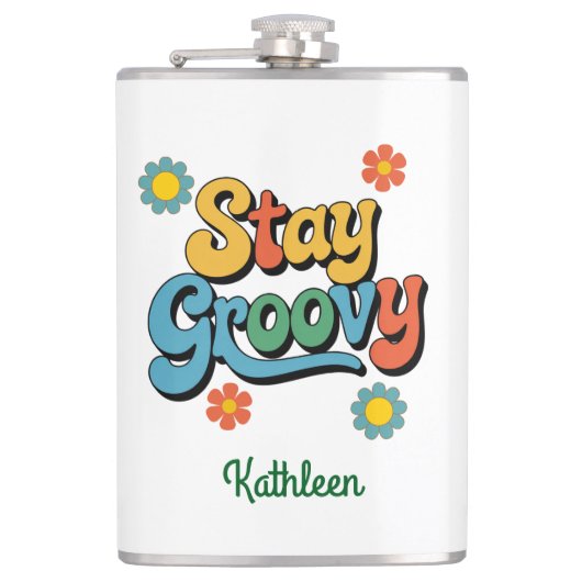 Gepersonaliseerde retro vinyl verpakte fles heupfles (Voorkant)