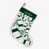 Gepersonaliseerde Retro Wit Groen Geschenken Kleine Kerstsok (Voorkant (Hangend))