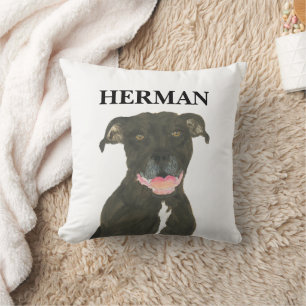 Gepersonaliseerde Reversible Black Pitbull Staffy  Kussen