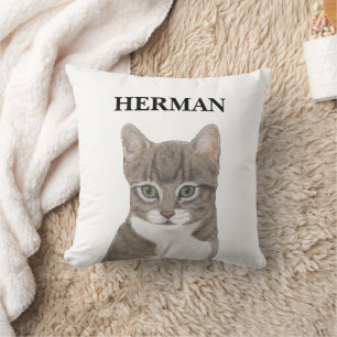 Gepersonaliseerde Reversible Grey Tabby Cat Kussen
