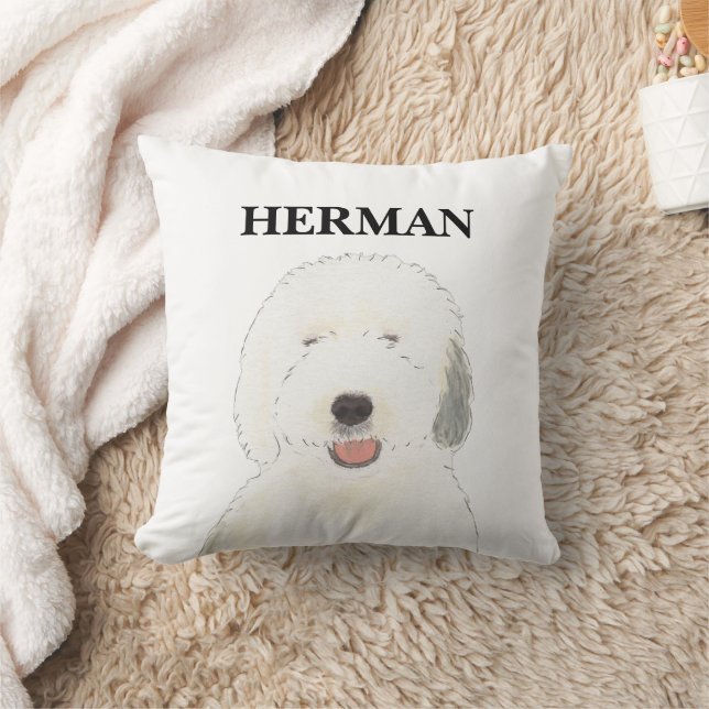 Gepersonaliseerde Reversible Old English Sheepdog Kussen (Deken)