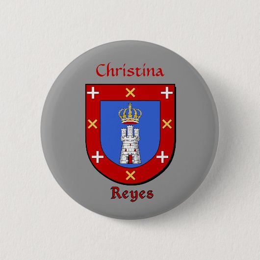 Gepersonaliseerde Reyes Historisch Schild Ronde Button 5,7 Cm (Voorkant)