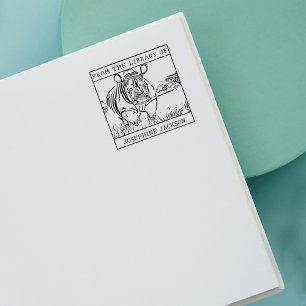 Gepersonaliseerde Rhinoceros Bookplate Rubberstempel