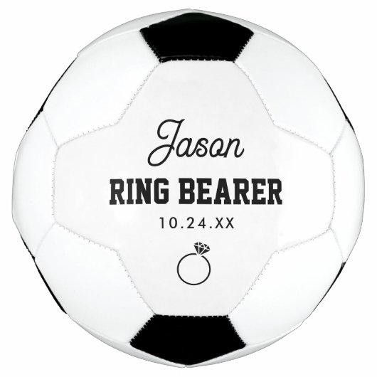 Gepersonaliseerde Ring Ring Bearer Cadeau Voetbal (Voorkant)