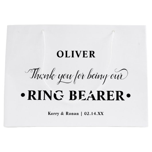 Gepersonaliseerde Ringdrager Zwart-wit Dank u Groot Cadeauzakje (Voorkant)
