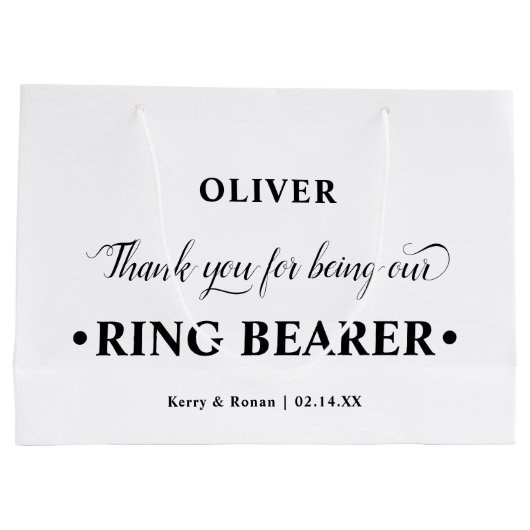 Gepersonaliseerde Ringdrager Zwart-wit Dank u Groot Cadeauzakje (Achterkant)