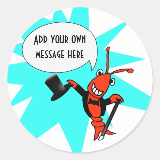 Gepersonaliseerde rivierkreeft/kreeft Tuxedo Stick Ronde Sticker (Voorkant)