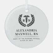Gepersonaliseerde RN Nursing School Afstuderen Ele Glas Ornament (Voorkant)