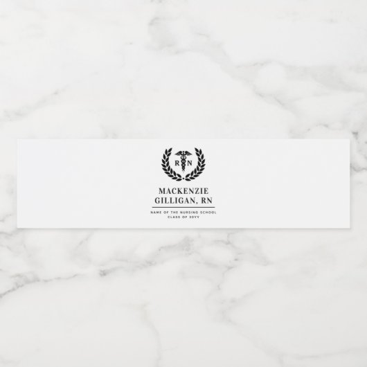 Gepersonaliseerde RN Nursing School Afstuderen Ele Waterfles Etiket (Enkel label)