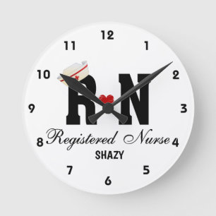 Gepersonaliseerde RN Verpleegster Pet Acryl Wandkl Ronde Klok