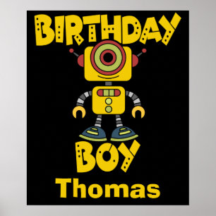 Gepersonaliseerde Robot Birthday Boy Poster