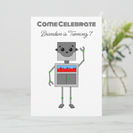 Gepersonaliseerde Robot Birthday for Boy Kaart (Staand voorkant)