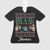 Gepersonaliseerde Rock-n-Roll Ugly kerstSweater Ornament (voorkant)