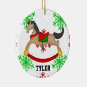 Gepersonaliseerde Rocking Horse Kerstversiering Keramisch Ornament (Rechts)