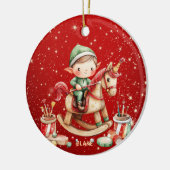 Gepersonaliseerde Rocking Horse Unicorn Elf Kinder Keramisch Ornament (Links)