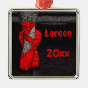Gepersonaliseerde rode ballerina slippers metalen ornament