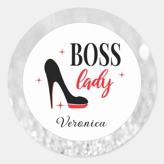 Gepersonaliseerde rode bodem Stiletto Hiel Boss La Ronde Sticker (Voorkant)