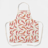 Gepersonaliseerde rode chilipeper-crème aquarel schort (Voorkant)