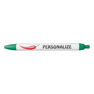 Gepersonaliseerde rode chilipeper schrijfpens zwarte inkt pen