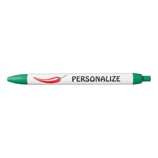 Gepersonaliseerde rode chilipeper schrijfpens zwarte inkt pen (Voorkant)