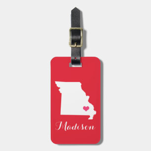 Gepersonaliseerde rode en roze hart Missouri State Bagagelabel