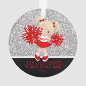 Gepersonaliseerde rode foto Cheerleading Ornament (achterkant)