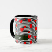 Gepersonaliseerde rode harten en strepen mok (Voorkant links)