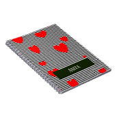 Gepersonaliseerde rode harten en strepen notitieboek (Rechterzijde)